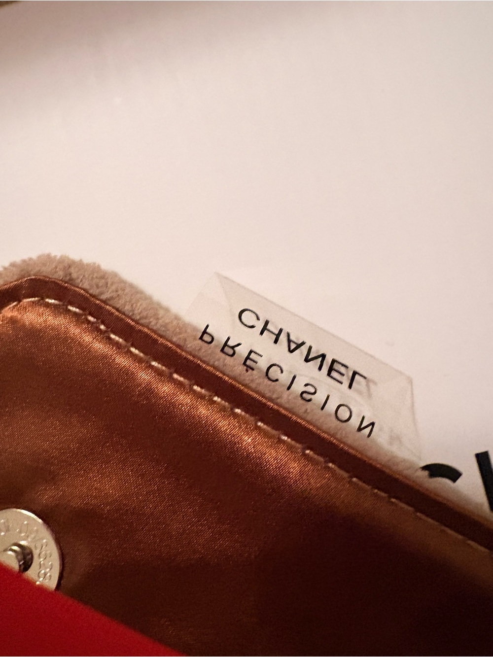 CHANEL Taupe Suede Shoulder Bag with White Logo Detail - Picture 6 of 6